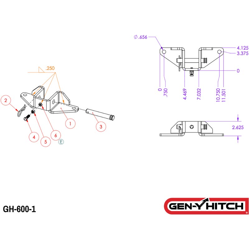 GEN-Y HITCH GH-600-1 21K SWAY CONTROL HEAD WITH PIN (2.5