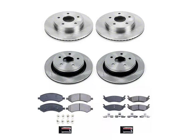 PowerStop OE Replacement 5-Lug Brake Rotor and Pad Kit; Front and Rear