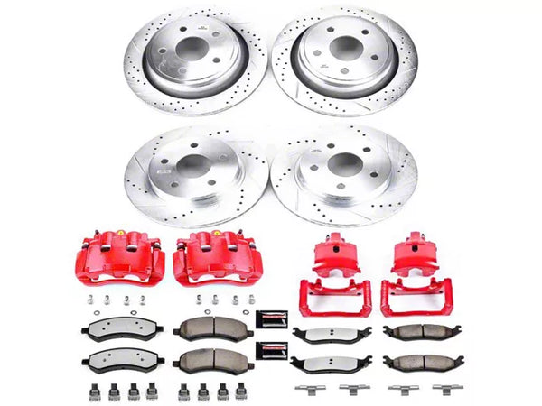 PowerStop Z36 Extreme Truck and Tow 5-Lug Brake Rotor, Pad and Caliper Kit; Front and Rear