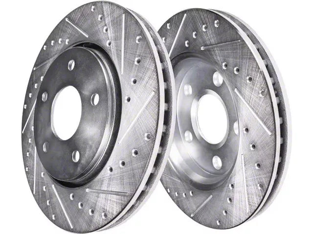 Drilled and Slotted 5-Lug Brake Rotor, Pad, Brake Fluid and Cleaner Kit; Front and Rear